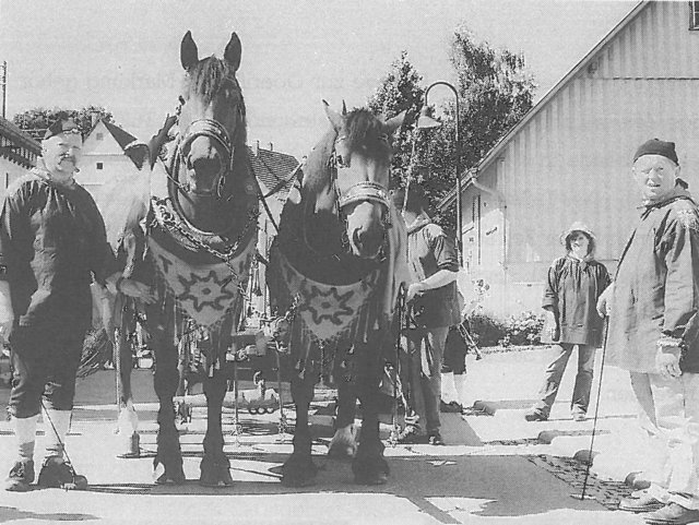 Schopflocher Skizzen Familie Winter mit dem Pferdegespann