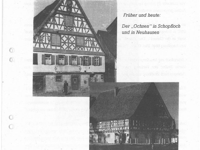 Schopflocher Skizzen Früher und heute: Der "Ochsen" in Schopfloch und in Neuhausen
