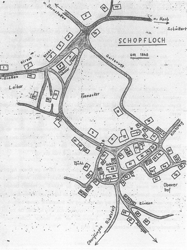 Schopflocher Skizzen Karte Schopfloch um 1848