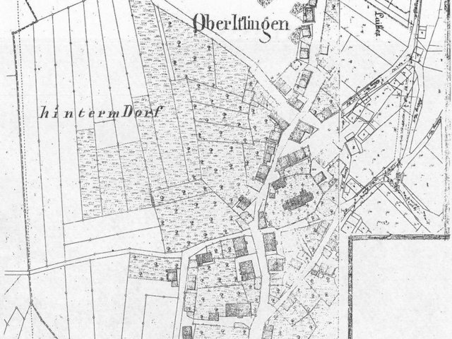 Schopflocher Skizzen Ortsplan von Oberiflingen aus dem Jahr 1836