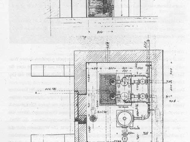 Schopflocher Skizzen Kopie aus den Planungsunterlagen von 1901: Der Widderschacht 1: Eingang und Grundriss